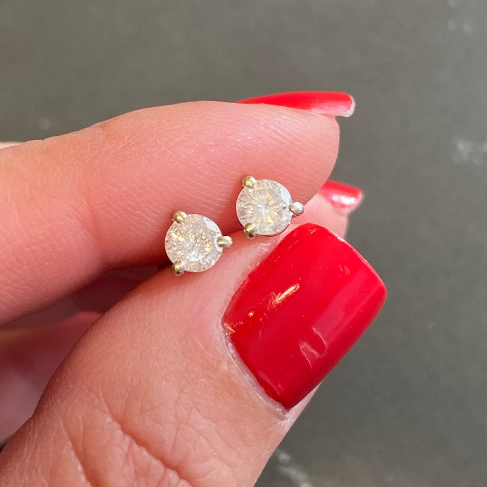 100% Natural 3/4 Carat Diamond Studs in 14K White Gold